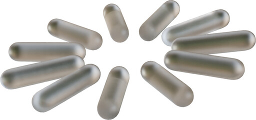 3d rendering. Abstract geometric shapes illustration. Modern minimal frosted glass objects isolated on transparent background