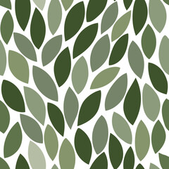 Leaves Pattern. Green leaves seamless vector background, nature flat geometric leaf print
