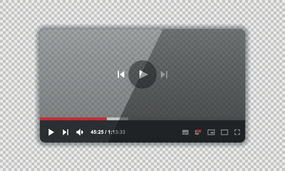Transparent multimedia frame template. Live broadcast window layout, player. On-line translation. Concept of social networks. Vector illustration.