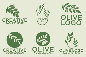 Fototapeta na wymiar olive branch logo design with 6 options
