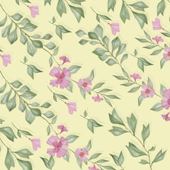 Spring floral pattern with daisies in pastel colors. Vector seamless wildflowers print hand drawn. watercolor vector illustration