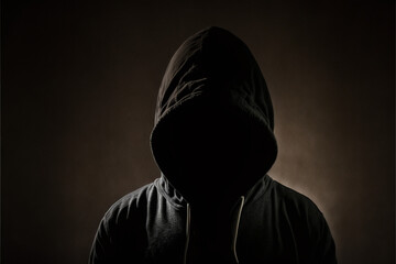 Fototapeta na wymiar silhouette of a person in a hood