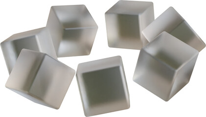 3d rendering. Abstract geometric shapes illustration. Modern minimal frosted glass objects isolated on transparent background
