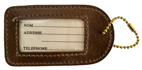 étiquette identification bagage sur fond transparent