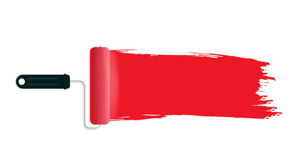 Illustration roller brush with red paint