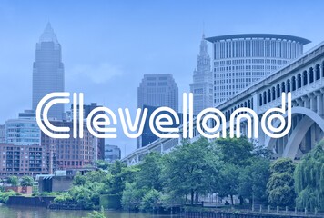 Cleveland city name typography postcard