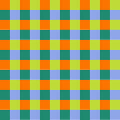 Checkered background, cool colors, green, yellow, orange and turquoisefor making bags, clothes, book covers, gift wrapping paper, socks, handkerchiefs, curtains, shawls, blankets, tablecloths, pillowc