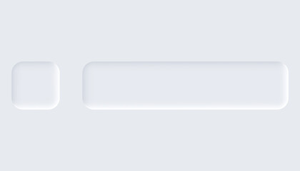 Neumorphic buttons. Simple trendy design elements UI components isolated on light background. Control element for website, mobile app menu and navigation with rounded edges