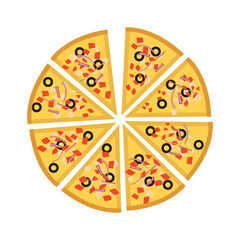 Simple pizza Slice Vector Illustration flat icon.