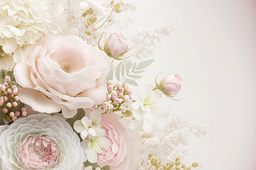 Obraz na płótnie Canvas Soft Pink flowers for wedding background. Valentine's day flowers background. Generative AI