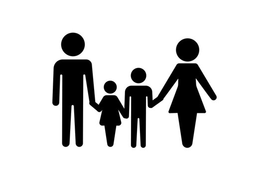 Family icon dad, mom, girl and boy . Vector image.