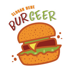 burger vector illustration, simple. isolated white background.