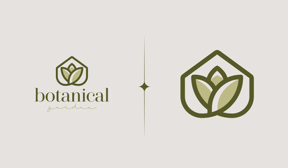 Leaf Flower Tree monoline. Universal creative premium symbol. Vector sign icon logo template. Vector illustration
