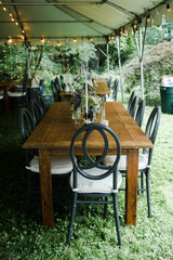 wedding table and chairs in garden