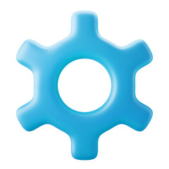 gear preferences setting symbol user interface 3d illustration render icon in blue color isolated transparent background