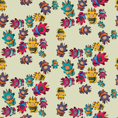Vector seamless illustration cute and fantastic animal pattern