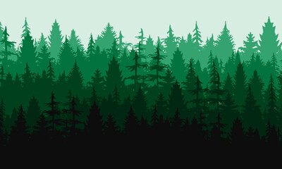 Pine forest natural landscape silhouette background