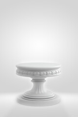White pedestal on white studio background. Product display, mock up, showcase