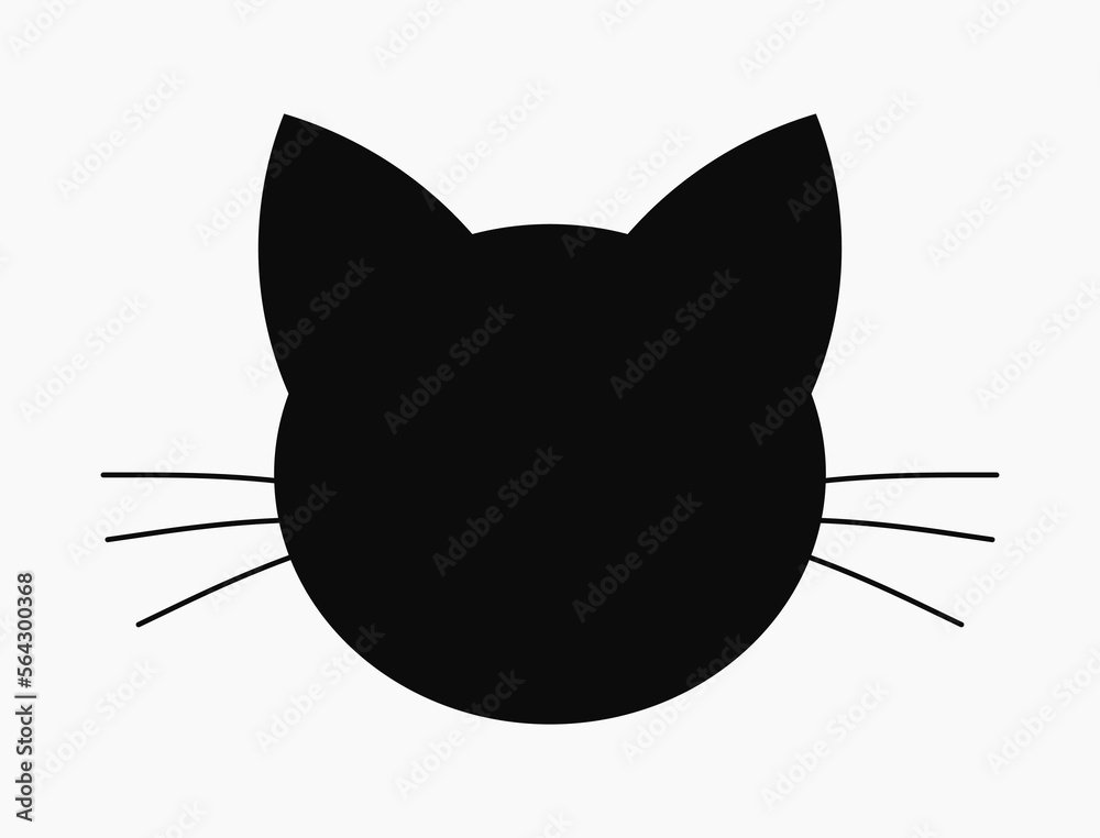 Wall mural Black cat head icon. Cute cat face shape. Vector illustration.