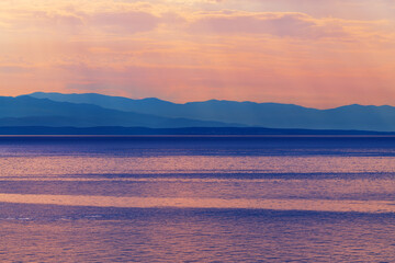 Beautiful scenic croatian coastline landscape, Adriatic sea and Kvarner gulf in morning