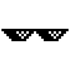 Funny Black Pixelated Sunglasses. Simple Linear Illustration of 8-bit Pixel Boss Glasses. Art Glasses of Thug Life Meme - Isolated on White Background - 564300372