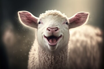 Smiling Animals, Sheep, Social Media, Websites, and Print Materials,  illustration.