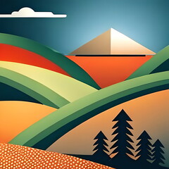 Orange and green tinge of the mountain landscape - 564301300