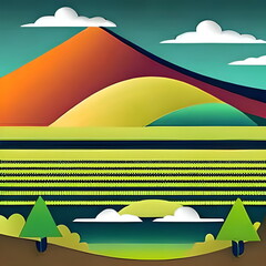 Orange and green tinge of the mountain landscape - 564301311