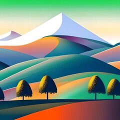 Orange and green tinge of the mountain landscape - 564301315