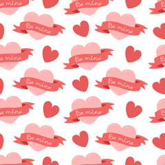 Seamless valentines day pattern with ribbon and heart