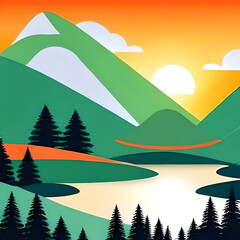 Orange and green tinge of the mountain landscape - 564301364