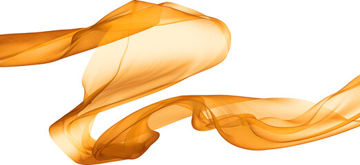 Fabric Flowing Cloth Wave, Orange Waving Silk Flying Textile, Satin on Isolated Background