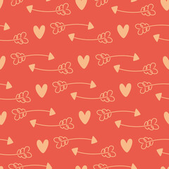 Minimalist seamless pattern in flat style for valentine's day