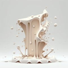 3D of milk splash isolated on white background. Cream splashing. Generative AI. 