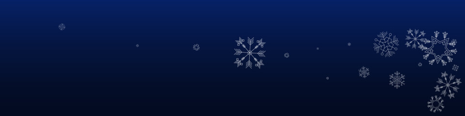 Fototapeta na wymiar Gray Snow Vector Blue Panoramic Background.