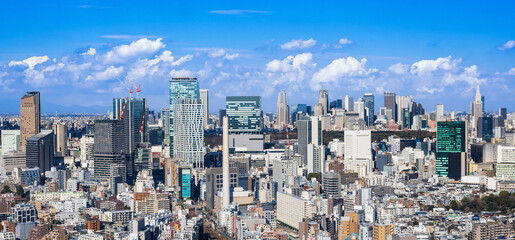 Fototapeta na wymiar 東京　渋谷・新宿周辺の高層ビル　ワイド
