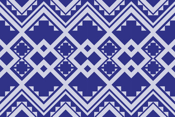 Geometric ethnic blue and white  pattern traditional Design for background,carpet,wallpaper,clothing,wrapping,fabric,Vector illustration.embroidery style.