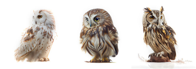 Fototapeta premium Owl on white background. Generative AI 