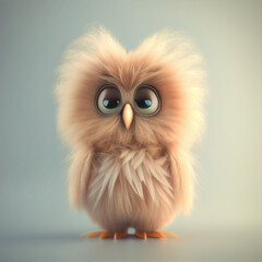 Fototapeta premium Fluffy cute owl, generative ai