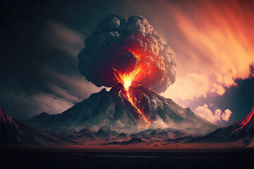 a super volcano erupts, end of the world, apocalypse. Generative AI