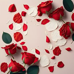 red roses valentine's Day background Generative AI