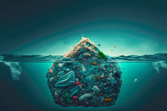 Huge Piles Of Garbage And Plastic Waste Floating In Ocean