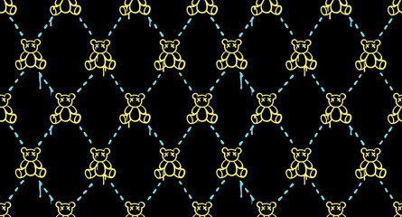 Cool vector seamless teddy bear pattern. Editable and ready to use
