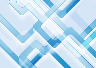 Obraz premium Blue white abstract minimal background with glossy stripes. Geometric vector design