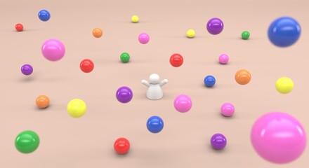 character with lgbt flag and colors (3d illustration)