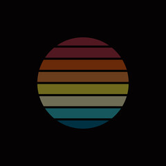 Original vector illustration of a retro sunset in the style of the 80s. A design element.