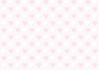 淡いピンクのハートが並んだシームレスな背景