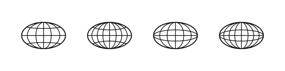 Fotobehang Globe icon. World vector set. Earth wide globe sign. Planet symbol flatten. Black isolated flat globe icons set on white background.. © Precious