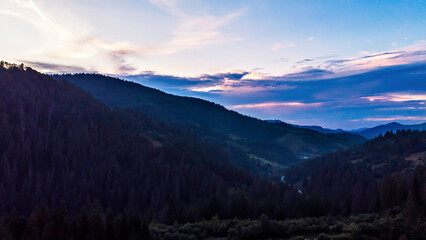 Fototapeta premium Carpathian mountains at sunset. Dusk