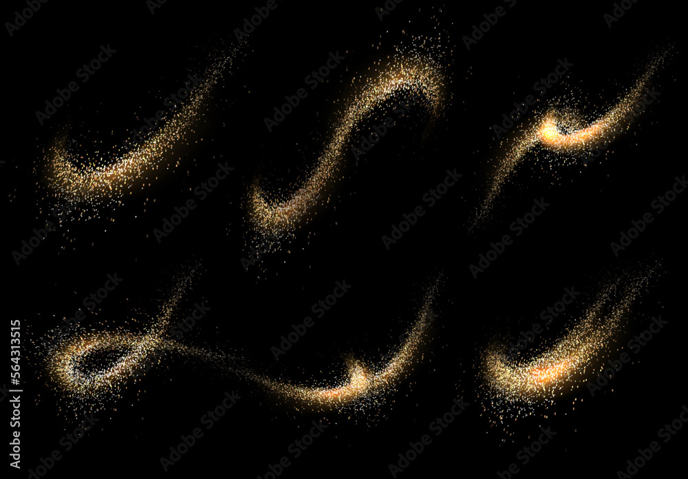 Canvas Prints isolated set of design elements, abstract swirls in gold color